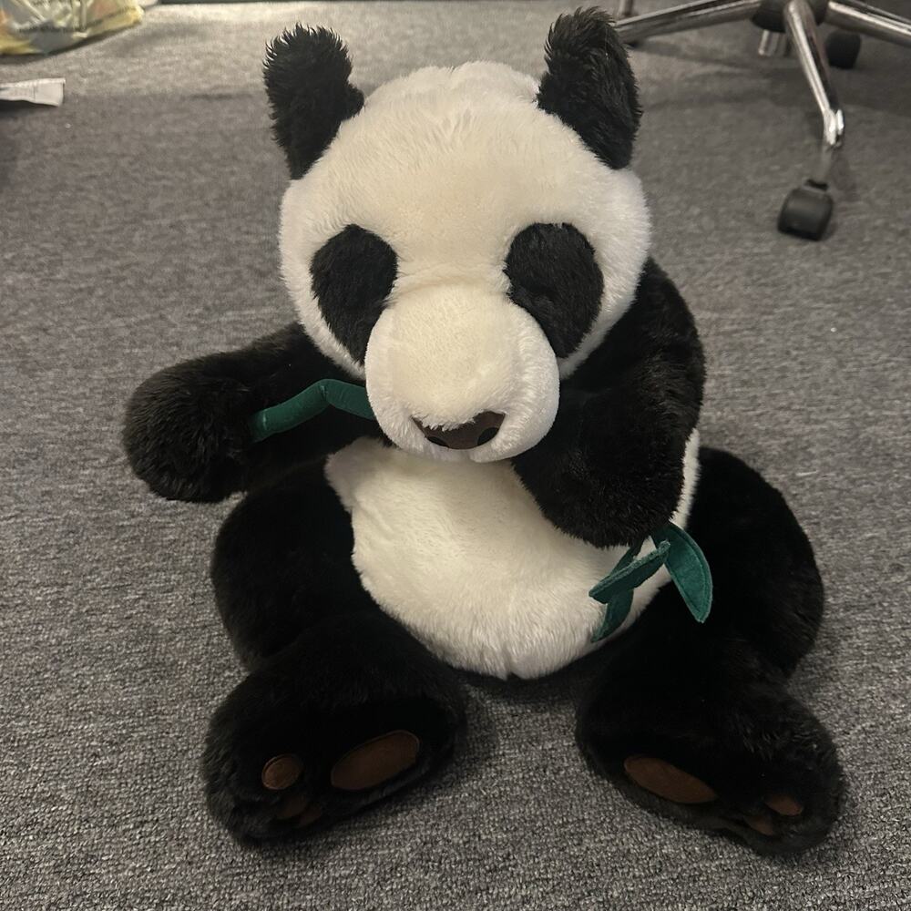 FAO SCHWARZ Jumbo Panda Plush Stuffed Animal With Bamboo Branch 15" H X 15" W